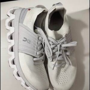 On Running White Sneakers with Breathable Mesh and Unique Sole Design